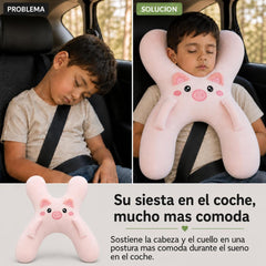 Cojin de viaje modelo Cerdito Rosa - antes y despues