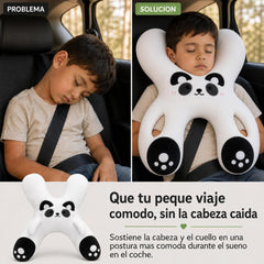Cojin de viaje modelo Panda - antes y despues